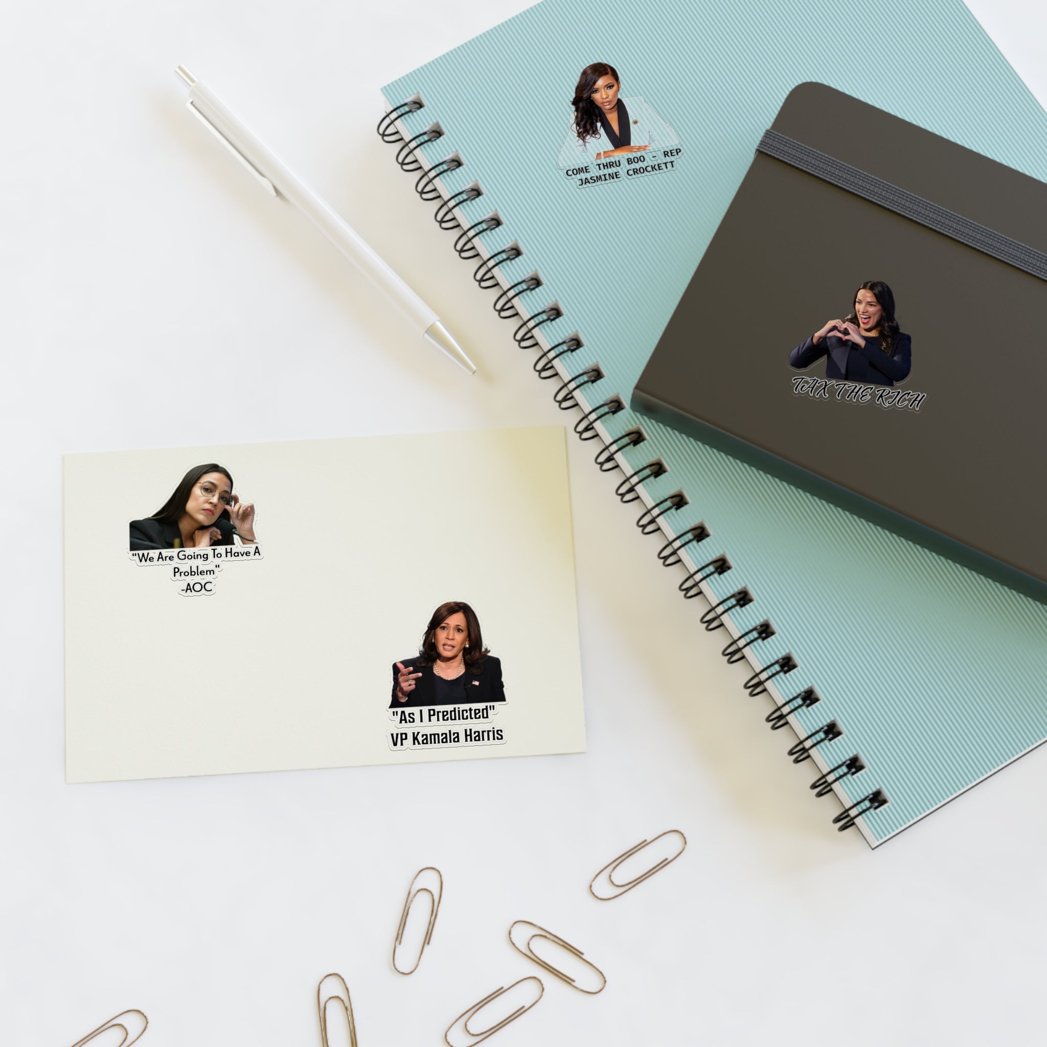 AOC, Jasmine Crockett & Kamala Harris Quote Stickers - Political Satire Decals - Feminist Sticker Sheet - Protest Merch - Leftist Gift