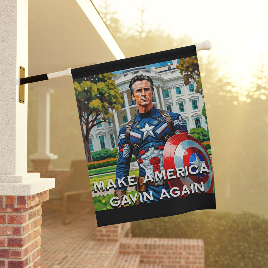 Gavin Newsom Captain America Yard Banner - Subtle Anti Trump Merch - Anti MAGA Flag - Democrat Gift - Anti Republican