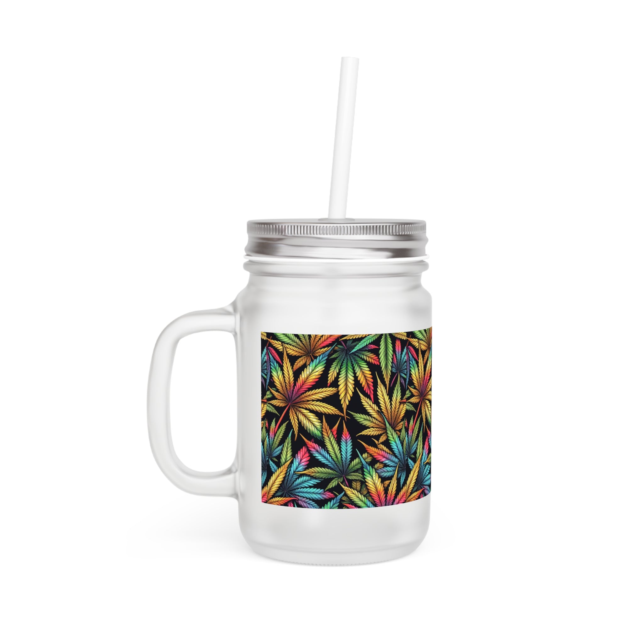 Weed Leaf Mason Jar Cup, Stoner Girl Gift, Pothead Decor, Cannabis Mug, Herbal Drinkware