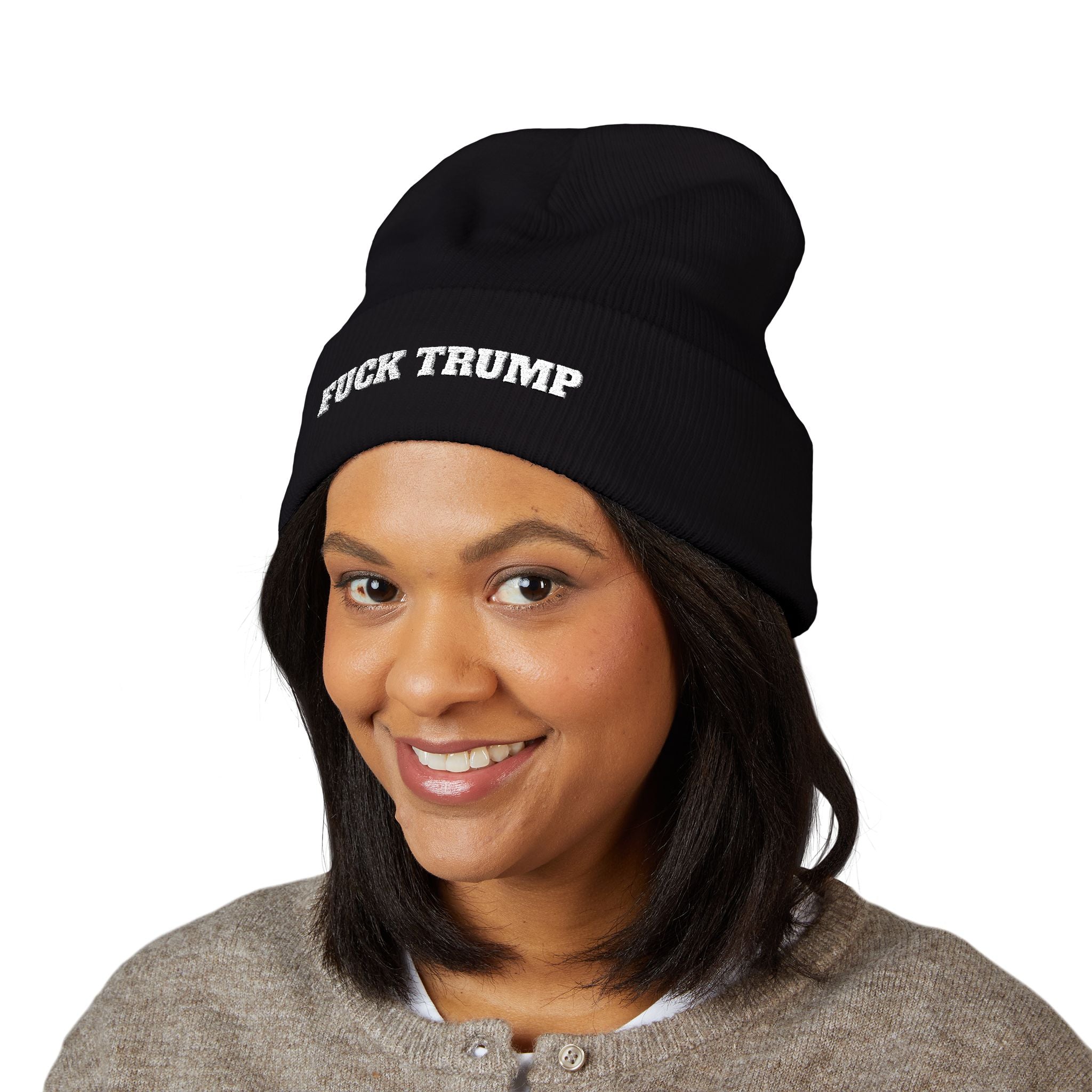 Fuck Trump Embroidered Beanie -Anti MAGA - Protest Hat - Political Beanie
