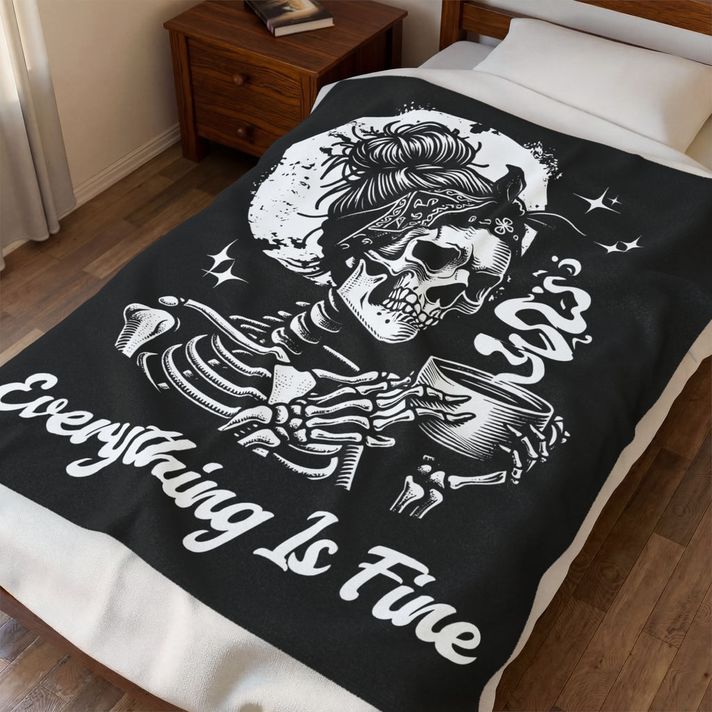 Halloween Skelton Blanket - Everything Is Fine - Feminist Blanket - Halloween 2025