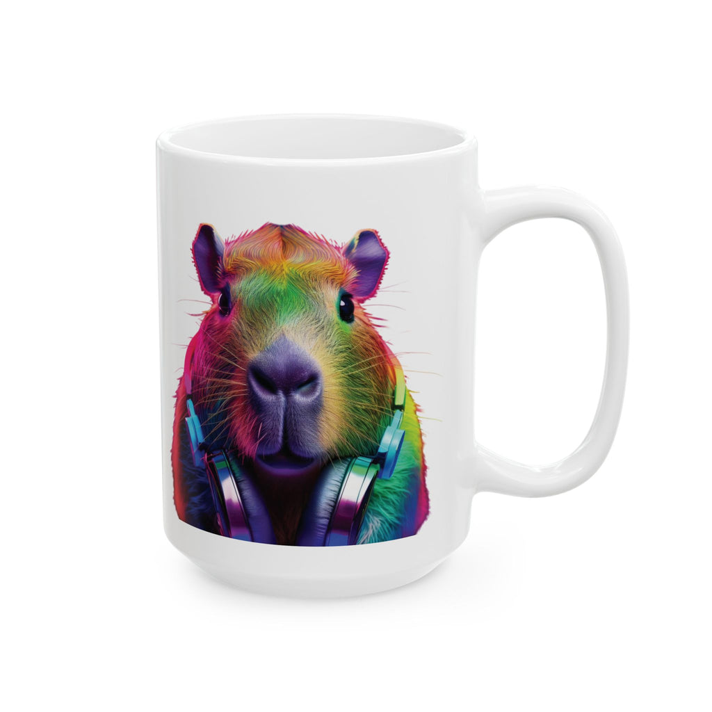 Trippy Capybara Mug - Cute Animal DJ Coffee Mug - Psychedelic Mug - Music Lover Gift - Kawaii Animal - cute coffee cup