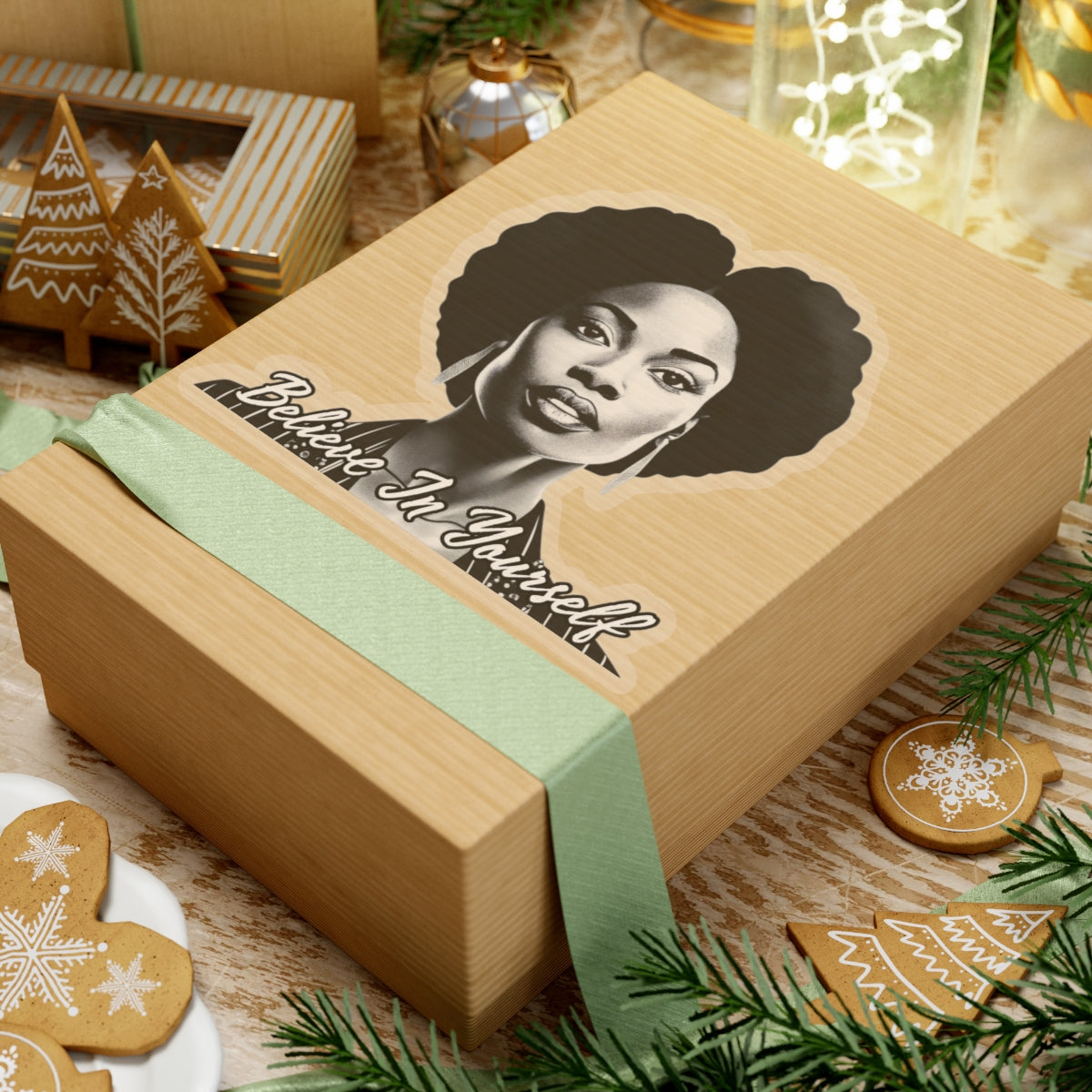 Believe In Your Self Afrocentric Art - Inspirational Black Woman Art - Melanin Pride Decal -Black Girl Magic - Gifts For Black Women