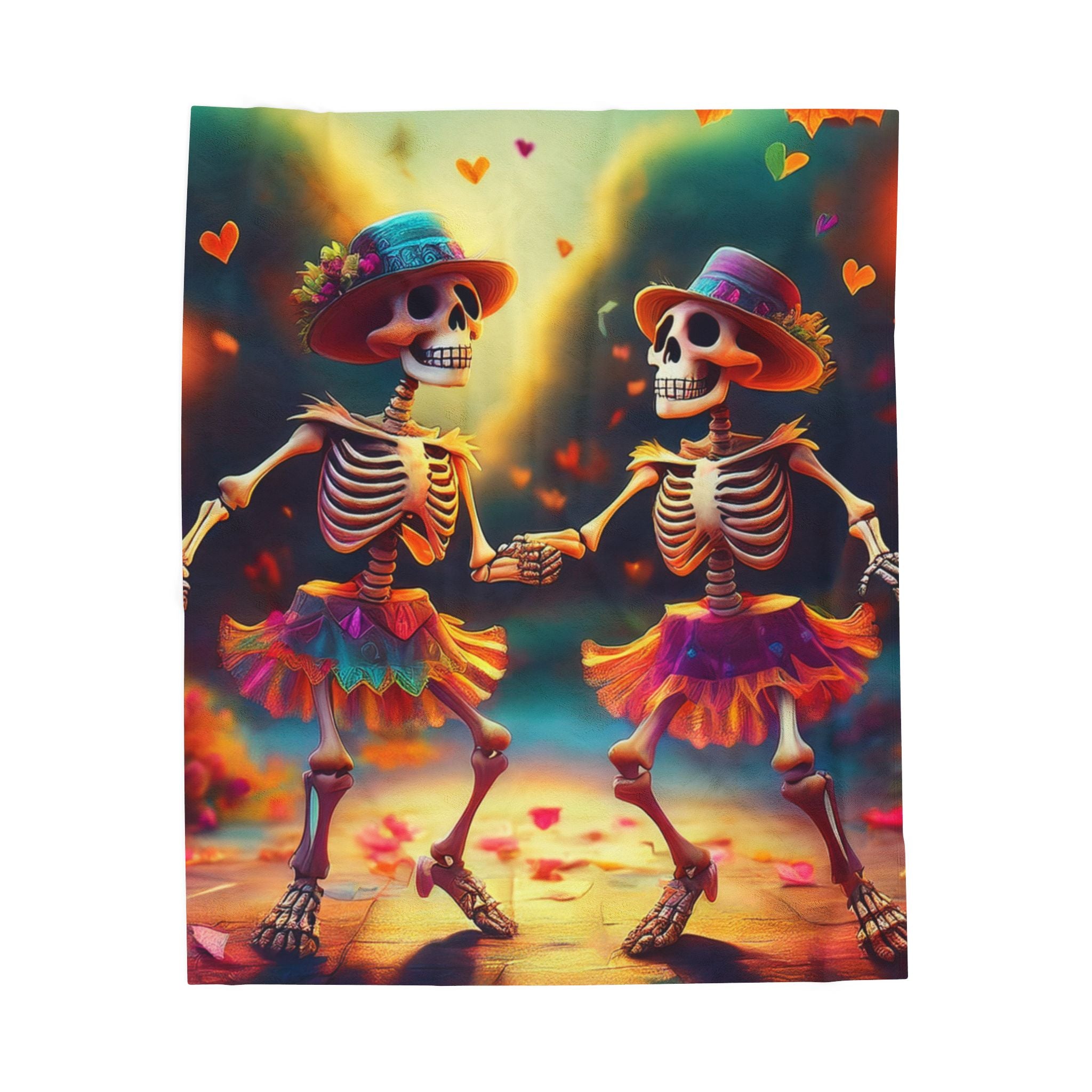 Dancing Skeleton Halloween Blanket - Dia Des Mortes Decor - Day Of The Dead Blanket - Halloween Decor