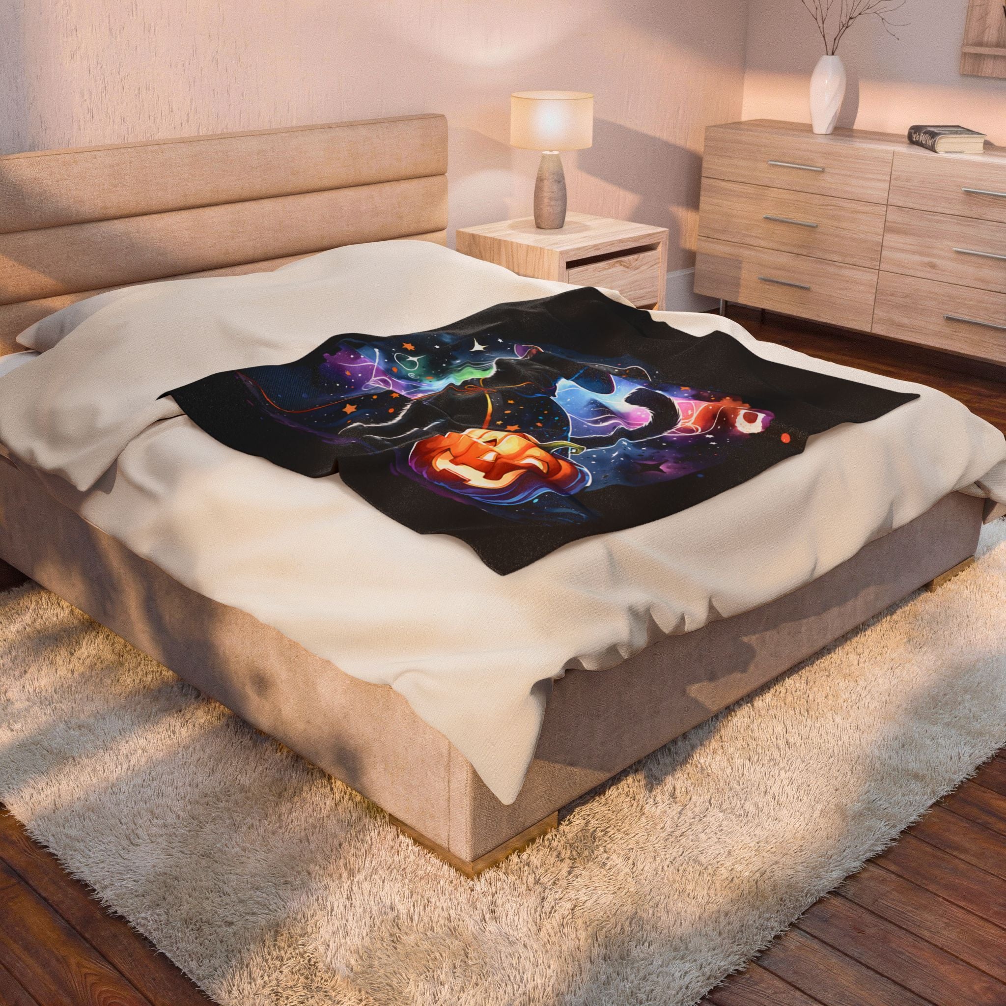 Black Cat Halloween Blanket - Halloween Tapestry - Spooky Season Decor - Halloween 2025