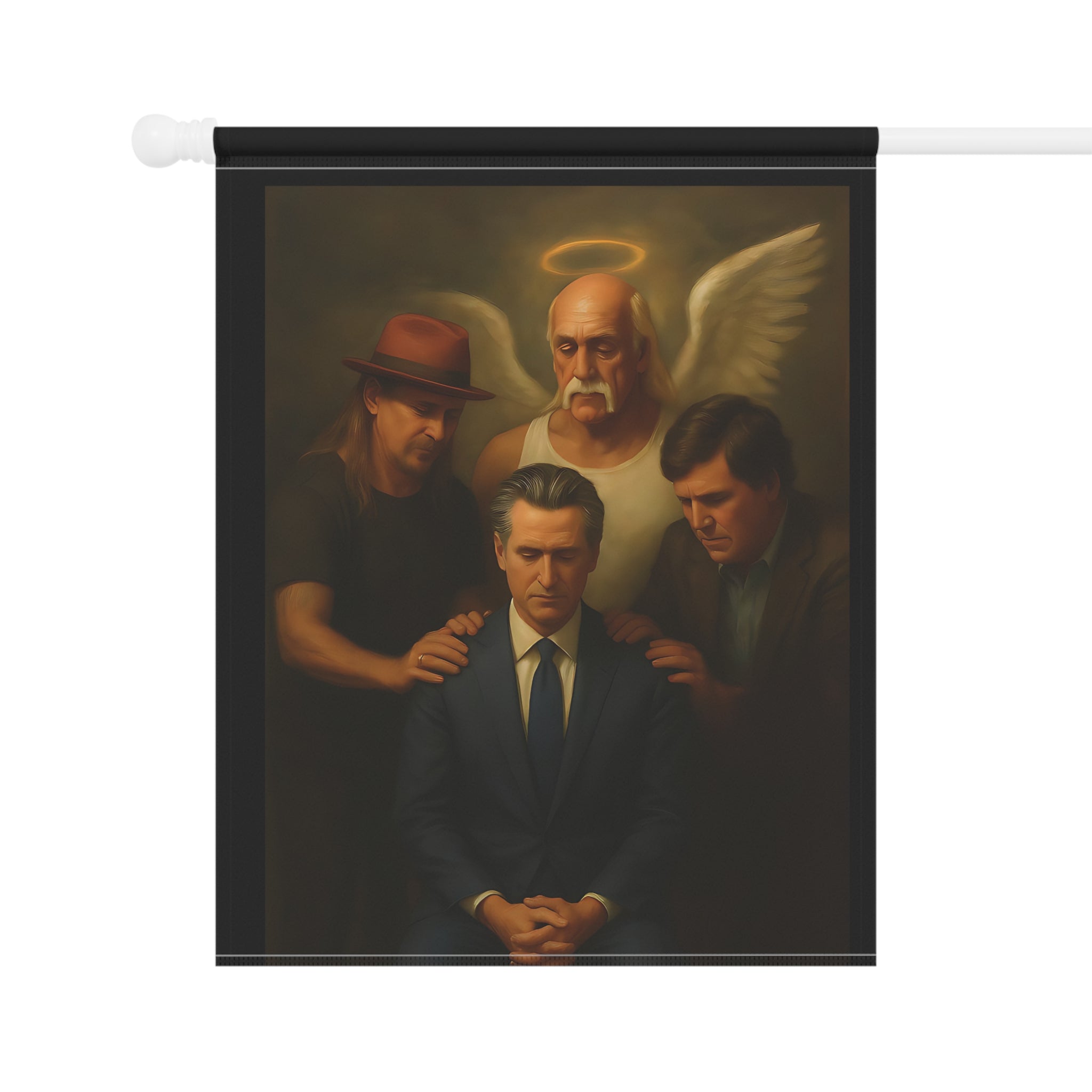 Gavin Newsom Yard Flag - Hulk Hogan, Tucker Carslon, Kid Rock Meme - Subtle Anti Trump - Political Satire