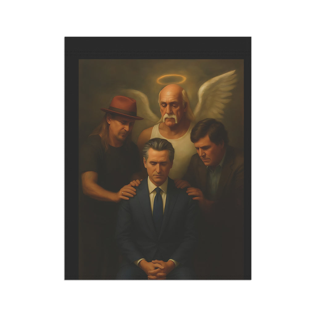 Gavin Newsom Yard Flag - Hulk Hogan, Tucker Carslon, Kid Rock Meme - Subtle Anti Trump - Political Satire
