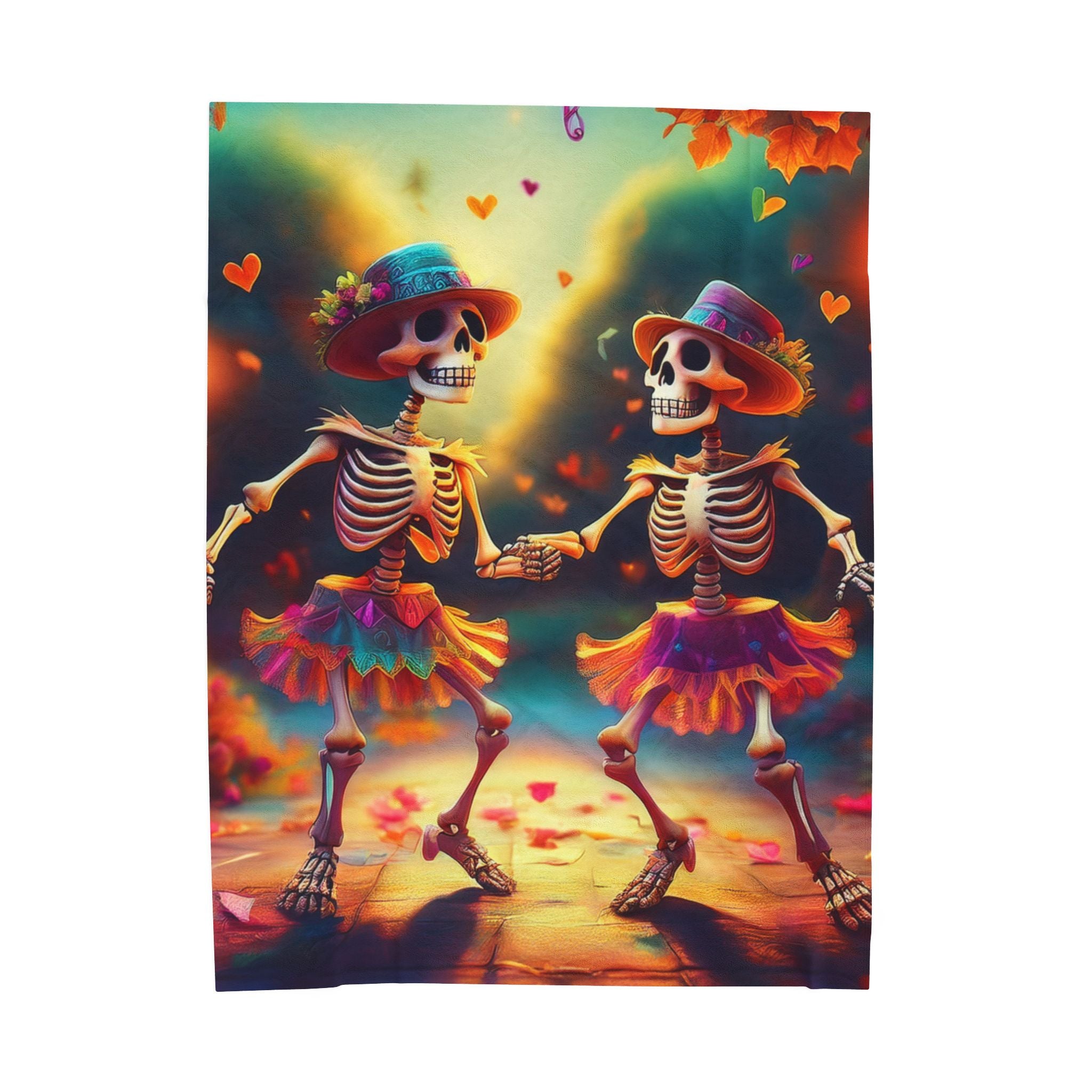 Dancing Skeleton Halloween Blanket - Dia Des Mortes Decor - Day Of The Dead Blanket - Halloween Decor