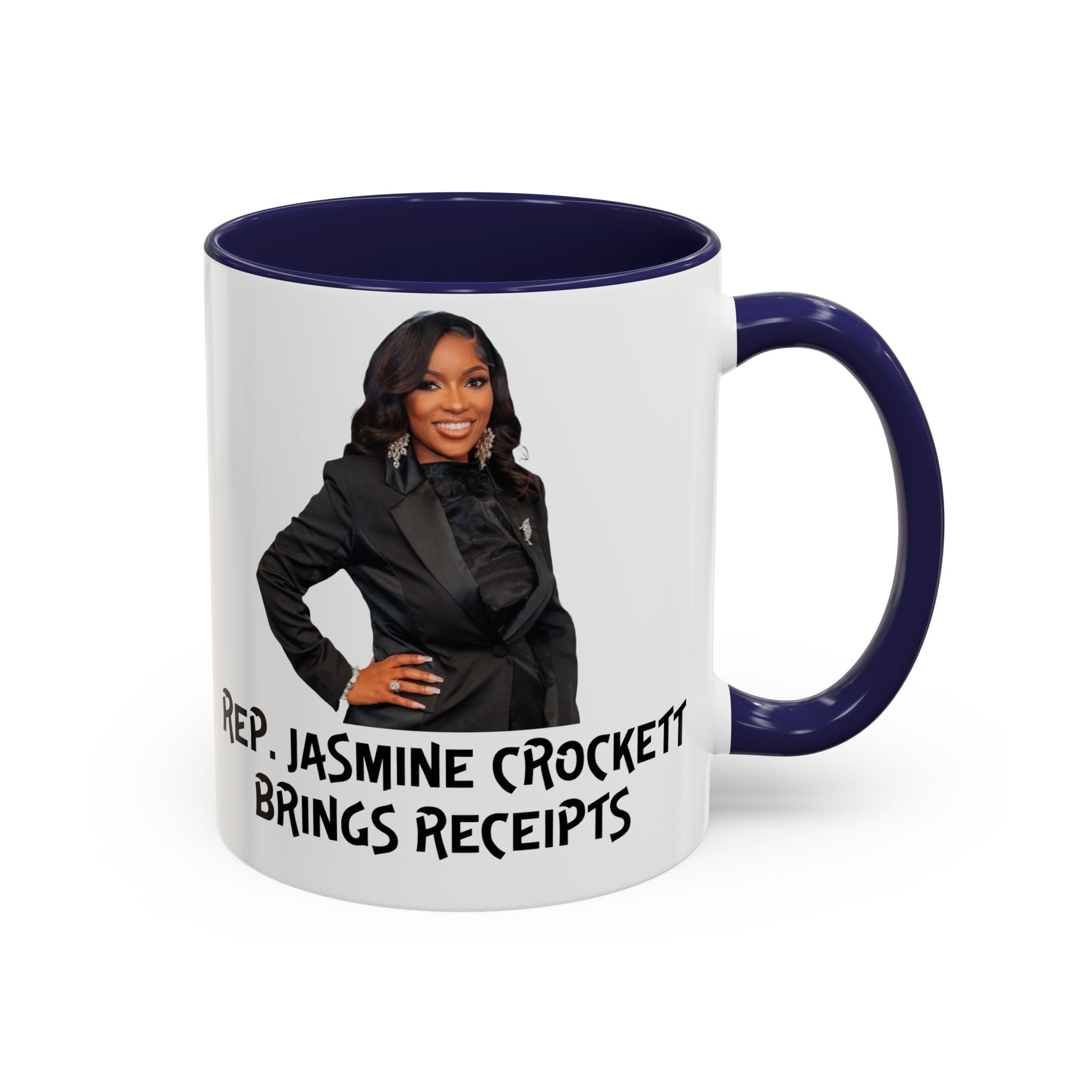 Jasmine Crockett - Brings Receipts - Anti MAGA - Anti Trump - Political Satire Mug - Anti Fascism - Feminist Gift - Anti Republican
