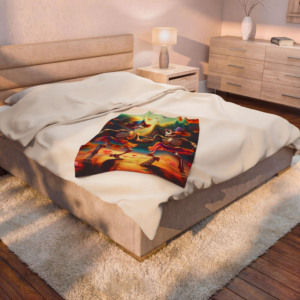 Dancing Skeleton Halloween Blanket - Dia Des Mortes Decor - Day Of The Dead Blanket - Halloween Decor